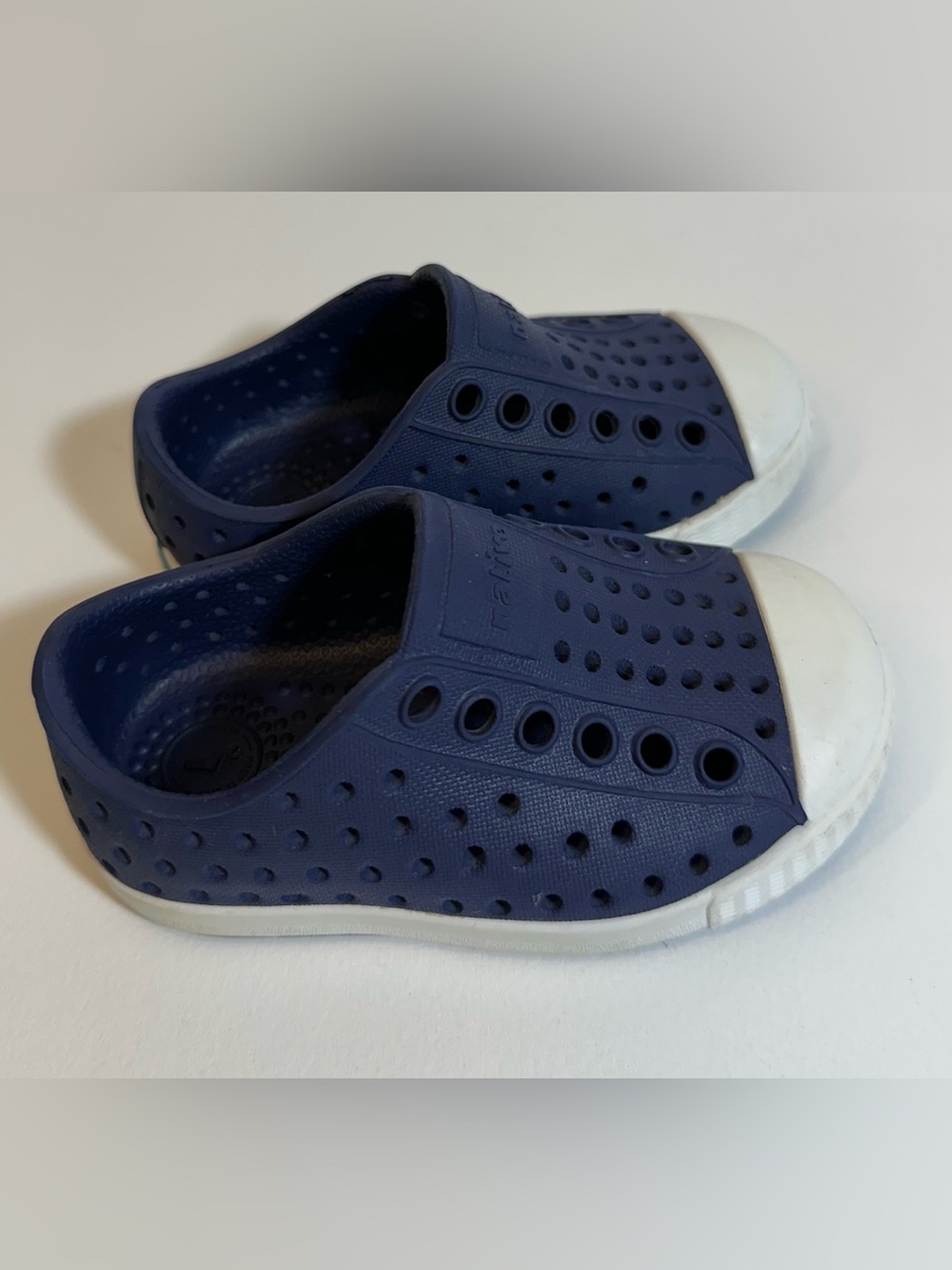 Native Kids Navy Blue Slip-On Water Shoes with White Toe